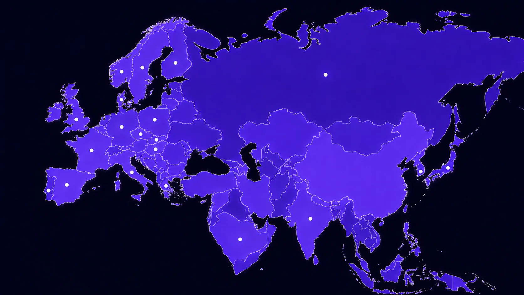 World map with available languages